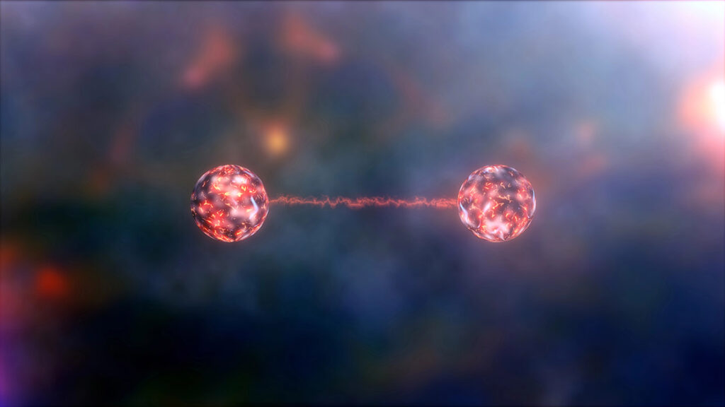 Conceptual 3D illustration of quantum entanglement. Also can be